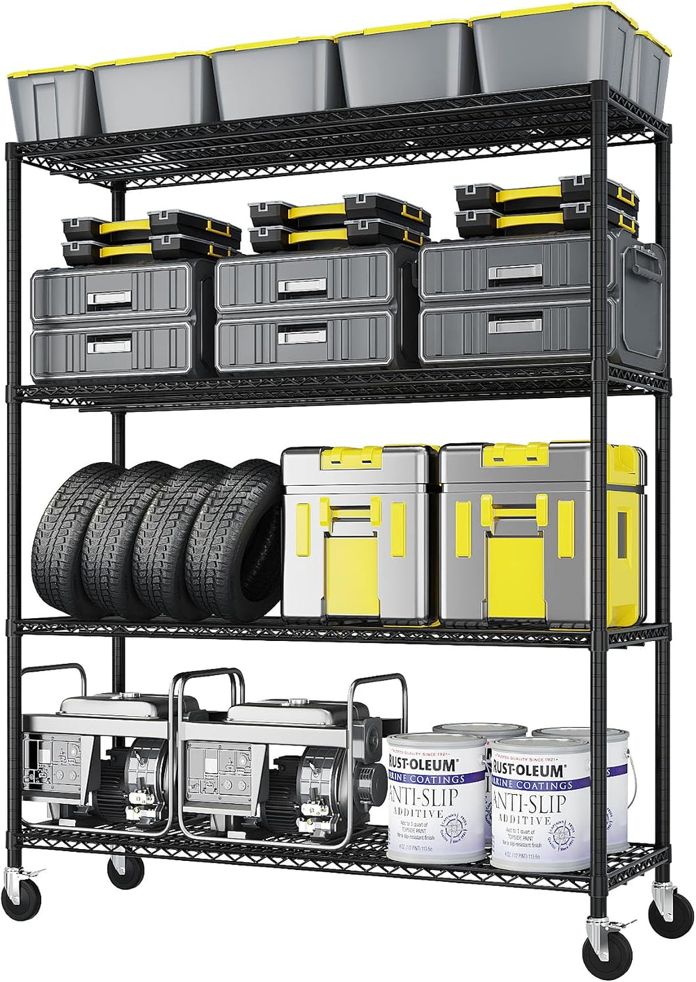 4 Tier Storage Racks Shelving, Heavy Steel Pantry Shelves, Adjustable Wire Sh...