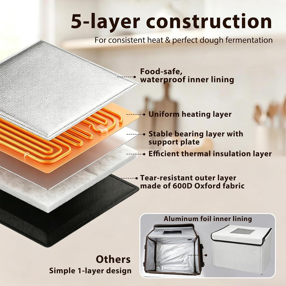 Folding Bread Proofing Box, 3-Sided Heating Dough Proofer for Home Baking