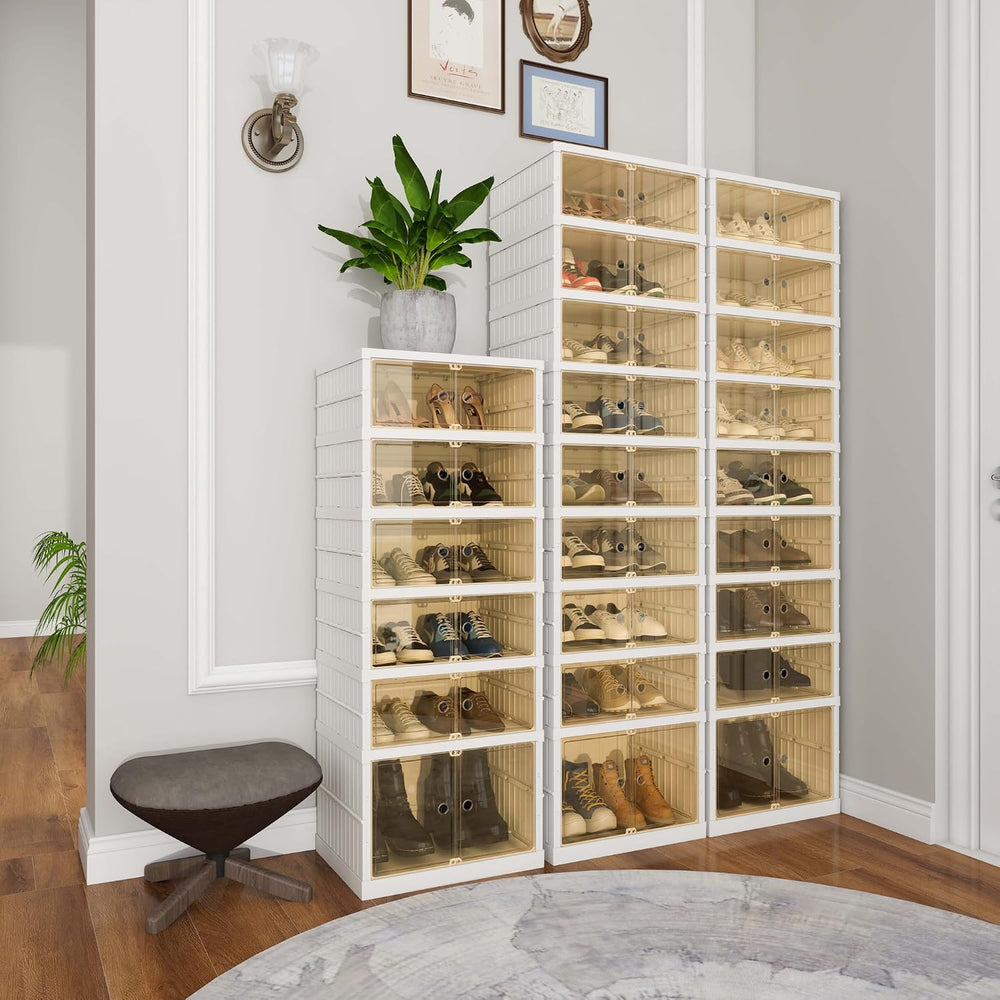 FLEXIMOUNTS Folding Shoe Rack Organizer Storage Box 9 Tiers-18 Pairs