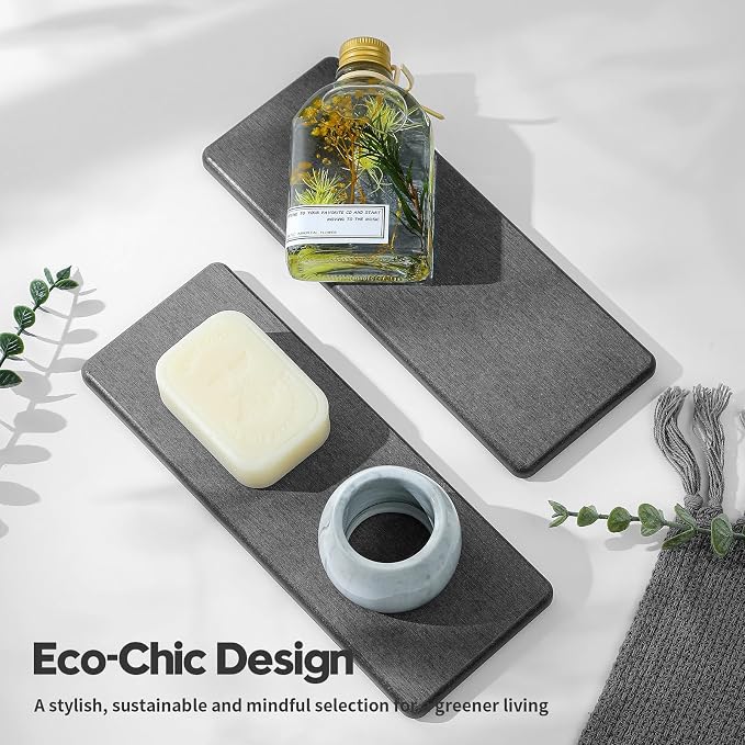 2PCS Bathroom Trays, Water Absorbing Diatomite Stone Quick Drying Mat - Image 7