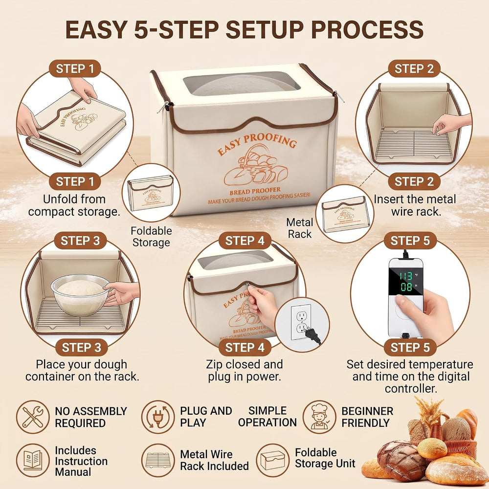 Versatile Bread Proofer Warming Box with Temperature Timer Metal Rack