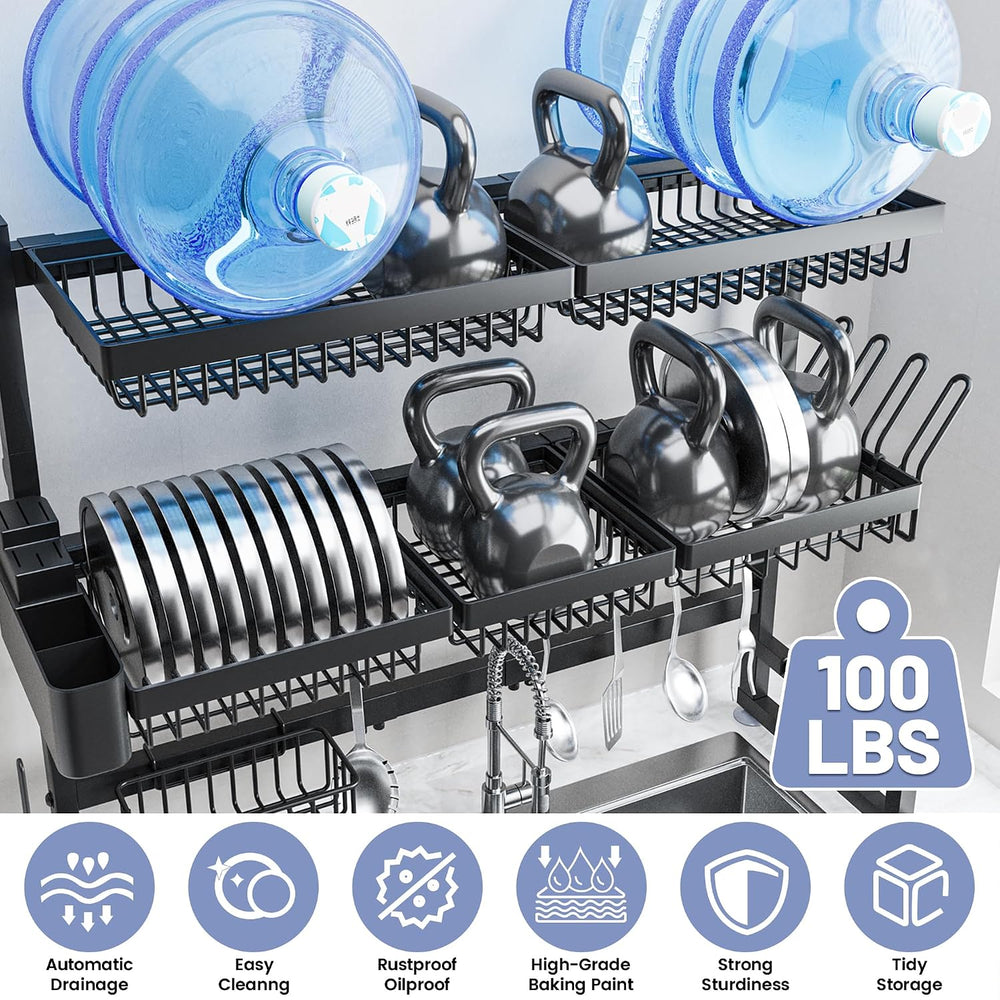 ADBIU Over The Sink Dish Drying Rack (Expandable Height and Length) Snap-On D...