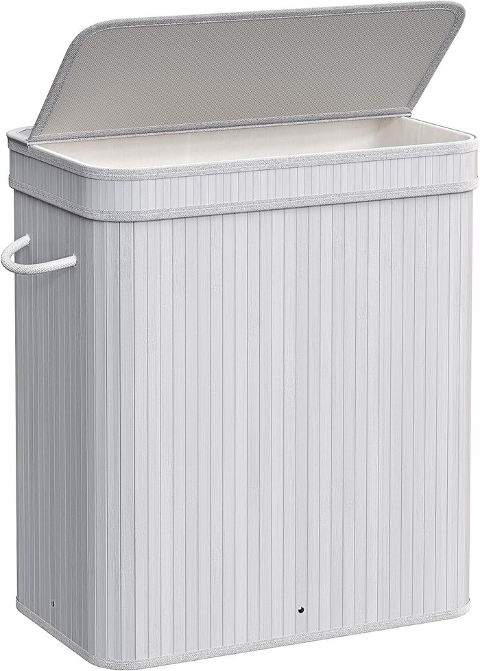SONGMICS Bamboo Laundry Hamper with Lid, 26.4-Gallons, with Handles