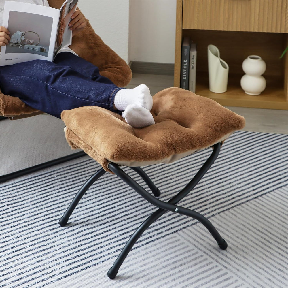 15"(H) Folding Ottoman, Foldable Footrest Stool, Portable Small Foot Sto...
