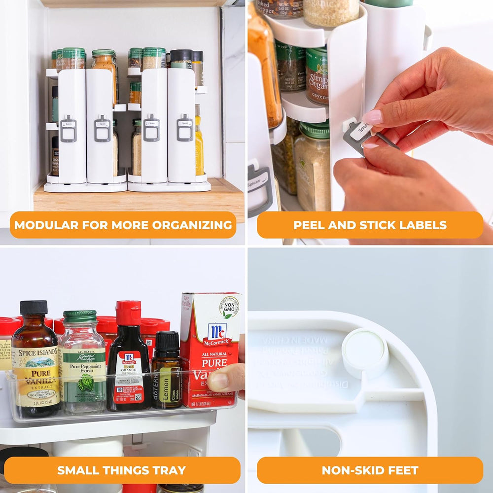 Cabinet Caddy SNAP! Spice Rack Organizer for Cabinet, 4 Adjustable Shelves