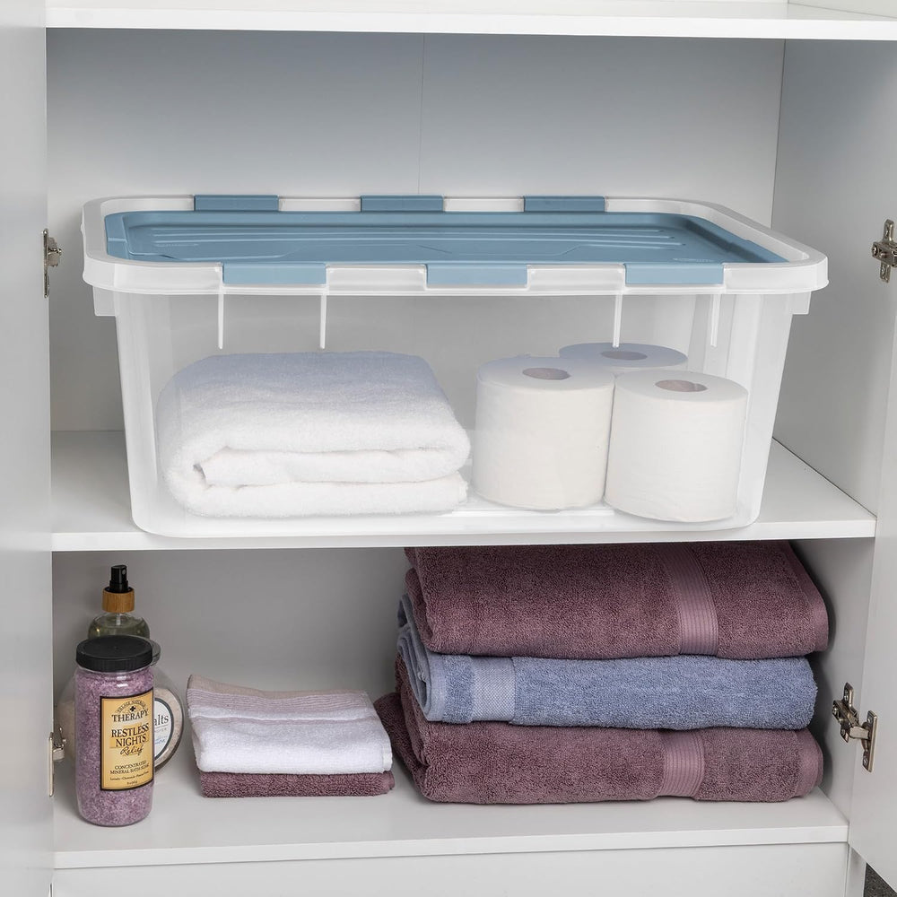 Sterilite Hinged Lid Storage Box, Plastic Container, 40 Quart, 6-Pack