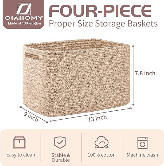 OIAHOMY 4 Pack Storage Baskets for Organizing, Cube Storage Bins for Shelves - Image 2