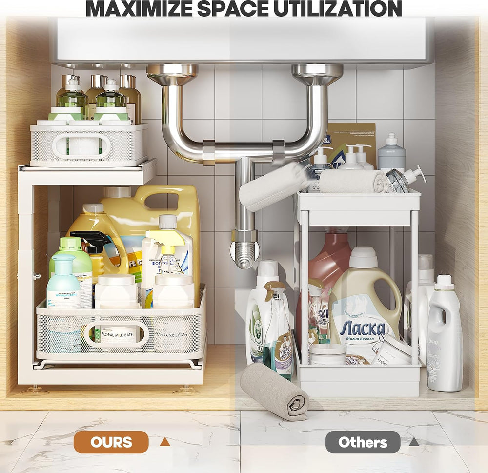 2-Pack Under Sink Storage Organizer with 2-Tier Slide Out Drawer, Sophisticat...
