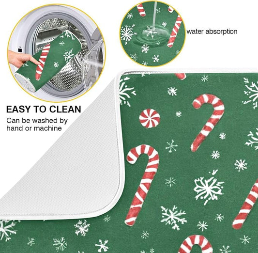 Christmas Candy Cane Dish Drying Mat - Image 2