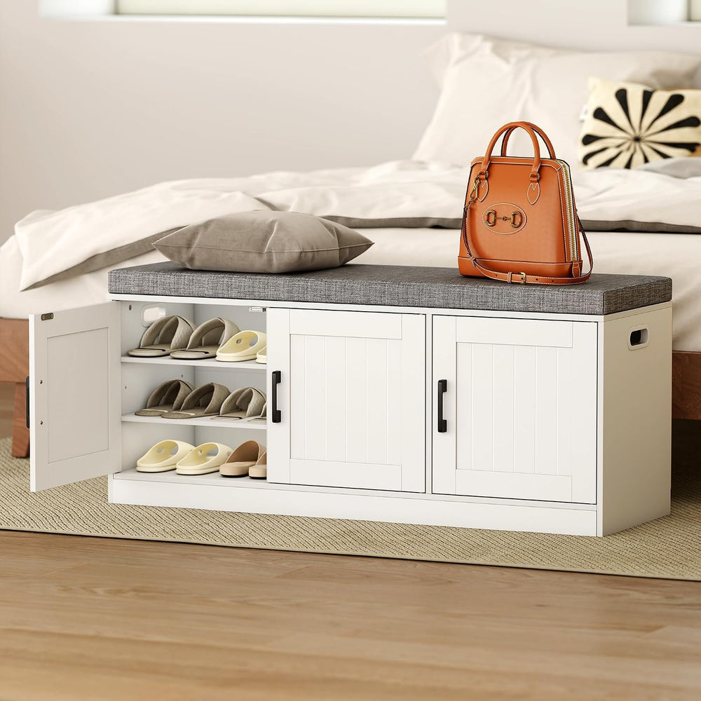 3-Tier Shoe Storage Bench with Adjustable Shelf, Large Capacity Entryway Shoe...