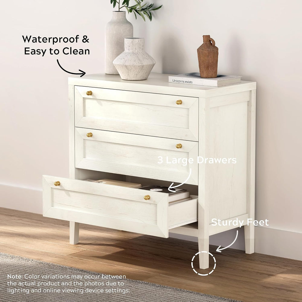 EYYTHUNG 3 Drawer Dressers Set of 2 for Bedroom, Farmhouse Chest of Drawers w...