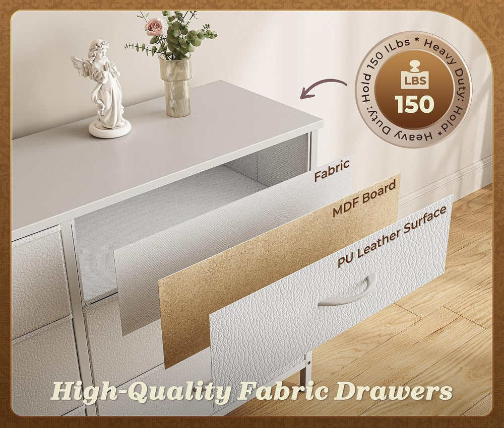 Huuger 78.7 inch Long Dresser for Bedroom, 15 Drawer Fabric Dresser for Close...