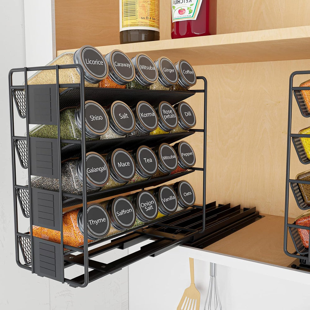 SpaceAid Pull Out Spice Rack Organizer with 20 Jars, Heavy Duty Slide Out Sea...