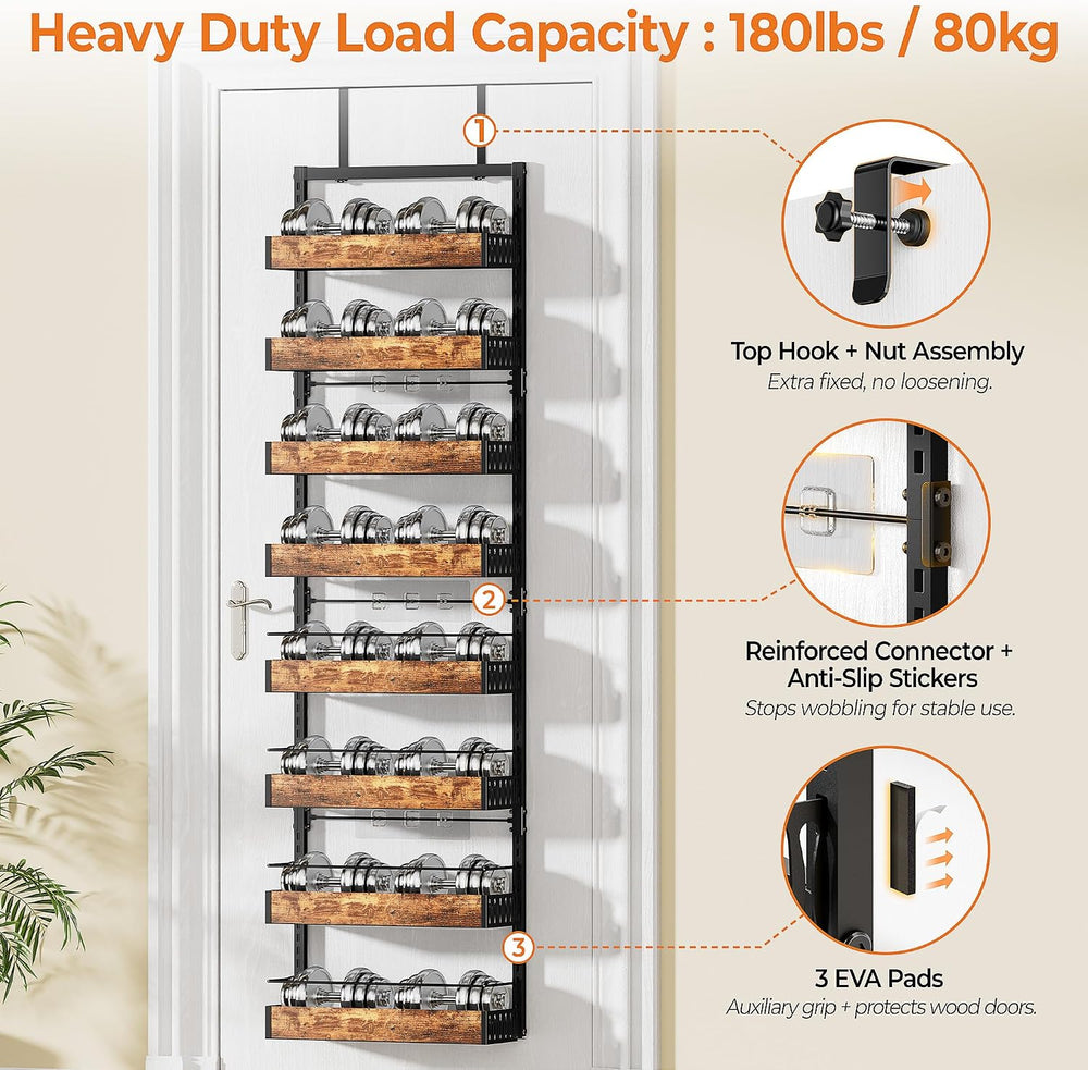 8 Tier Over The Door Pantry Organizer Storage Spice Rack Adjustable Basket