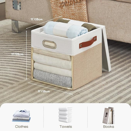 Fabric Storage Cubes with Clear Windows and Lids 11'' Foldable Storage Bins - Image 2