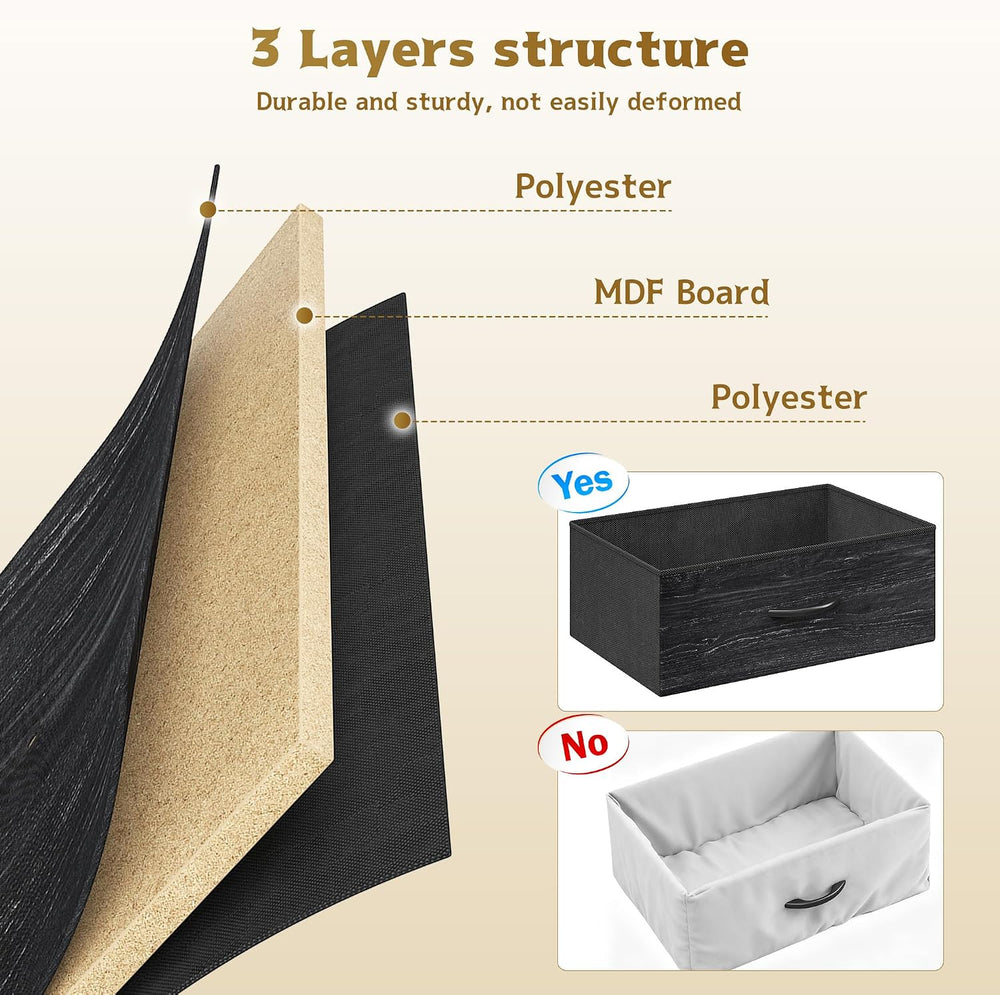 Homkdom Black Dresser for Bedroom with 9 Fabric Drawers & Display Top Shelf