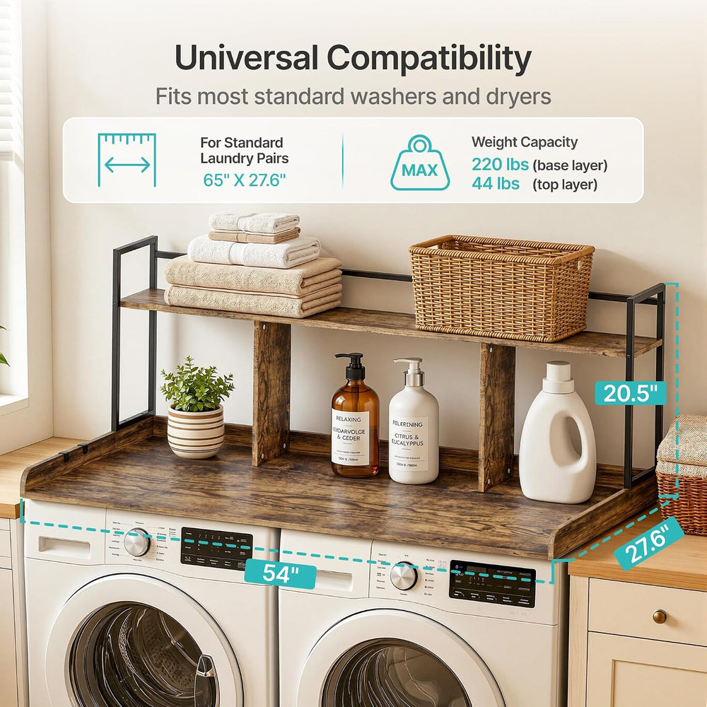 PEGZONE Washer Dryer Countertop Water Resistant Adjustable Hooks Brown