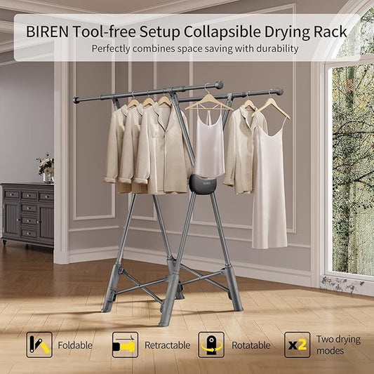 BIREN Clothes Drying Rack Heavy Duty Clothing Racks Extending Laundry Rack Two - Image 2