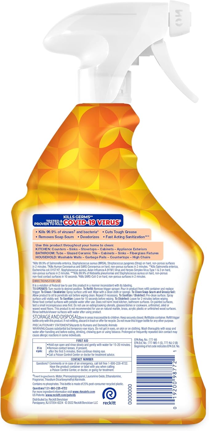 Lysol All Purpose Cleaner Spray, Kitchen & Bathroom Cleaner, Mango & Hibiscus - Image 8