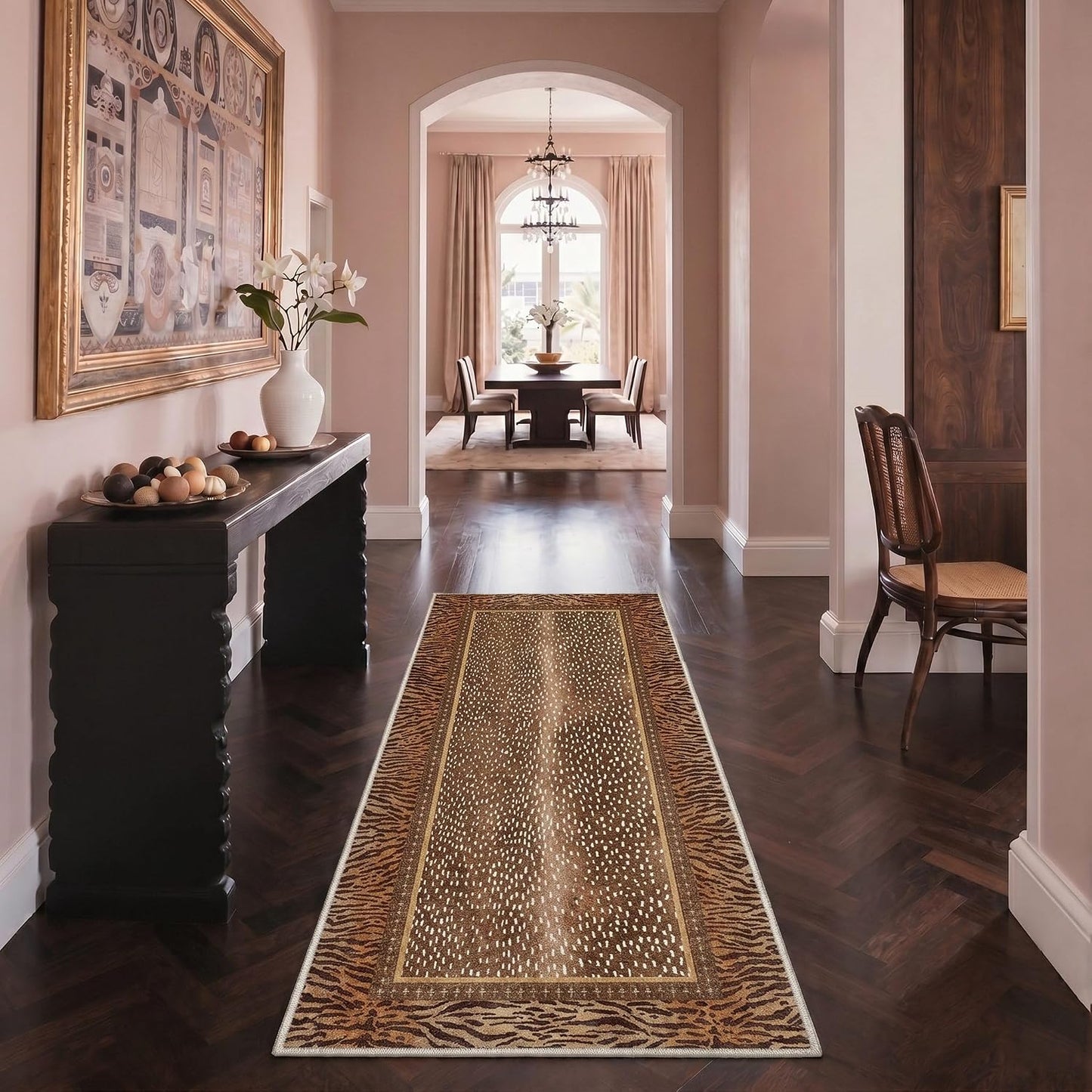 Bavni 2x3 Doormat, Animal Machine Washable,Soft Animal Small Boho Rugs Non Slip Low Pile Non-Shedding Throw Indoor Print Woodland Jungle Carpet for Entryway Front Door Bathroom, Tawny Brown
