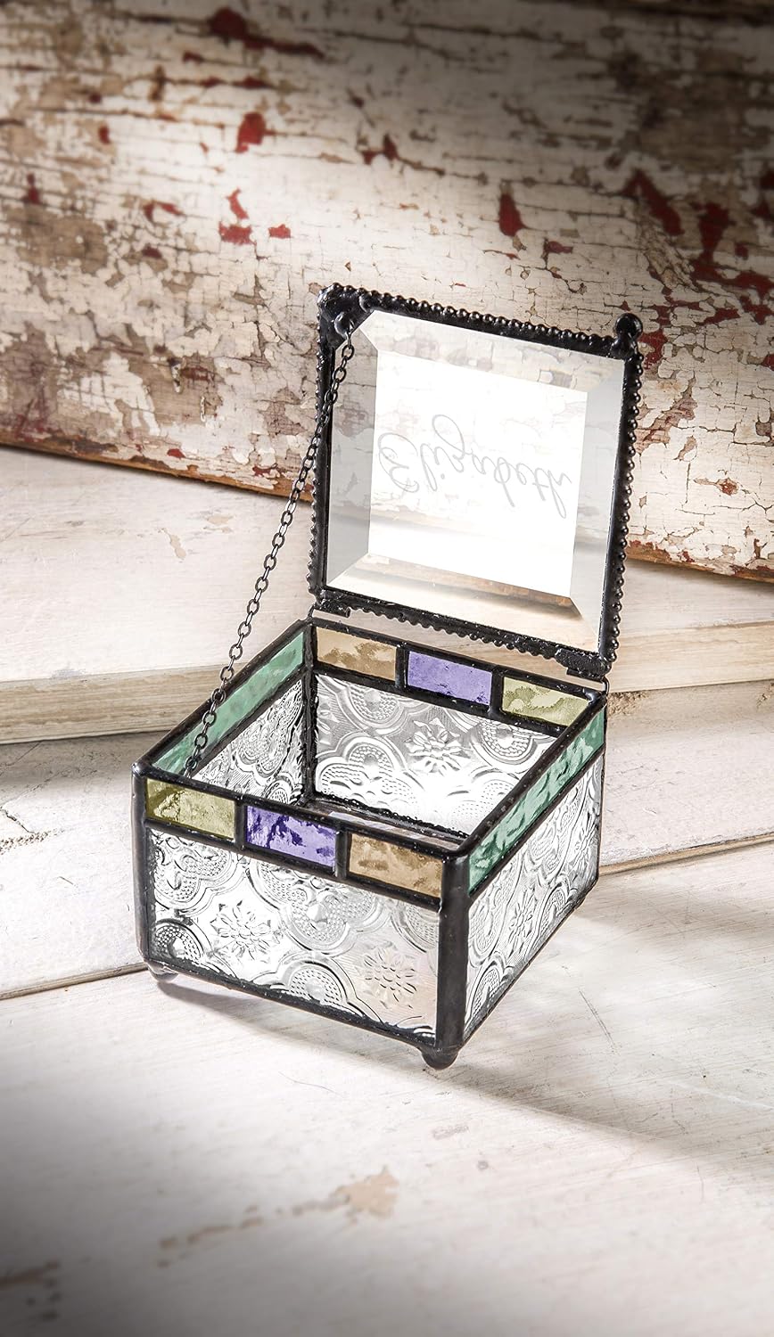 Personalized Jewelry Box Decorative Vanity Display Colorful Stained Glass Kee...