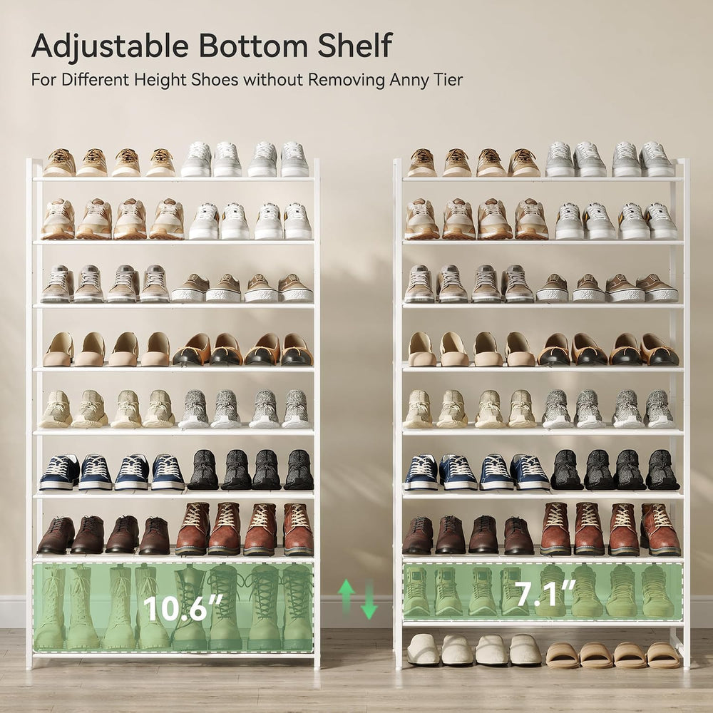 Nunsino Shoe Rack for Closet, Metal Shoe Organizer, 8 Tier Garage Shoe Rack M...