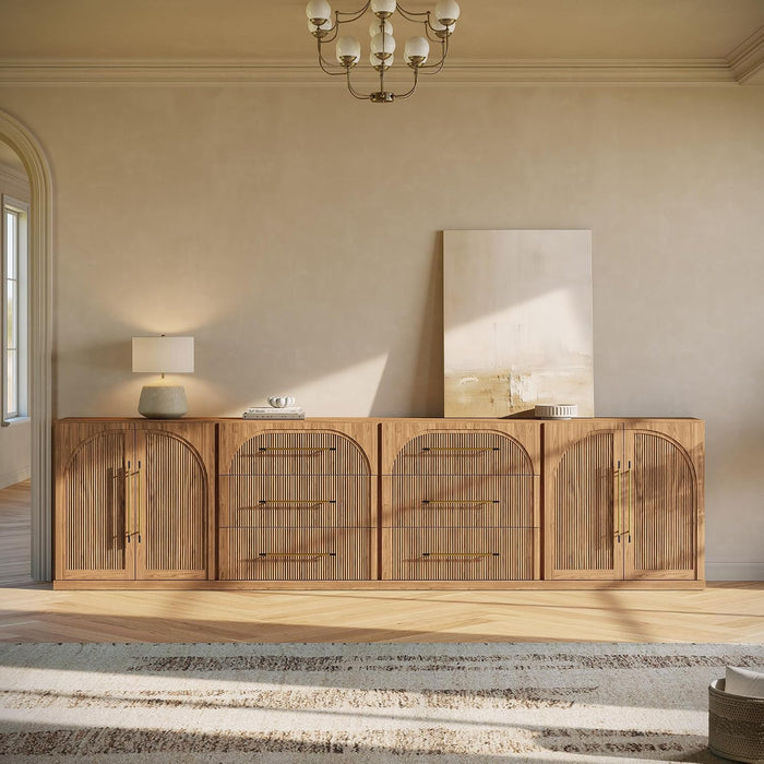 BELLEZE Jagger 4-Piece Modular Sideboard Buffet Cabinet - Camel