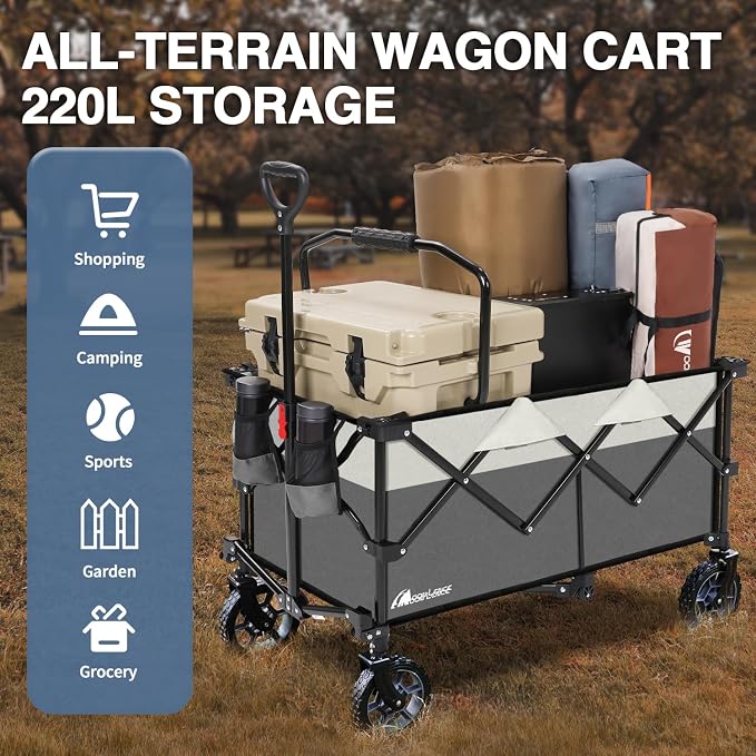 Moon Lence Collapsible Folding Wagon Cart Heavy Duty Folding Garden Portable - Image 8