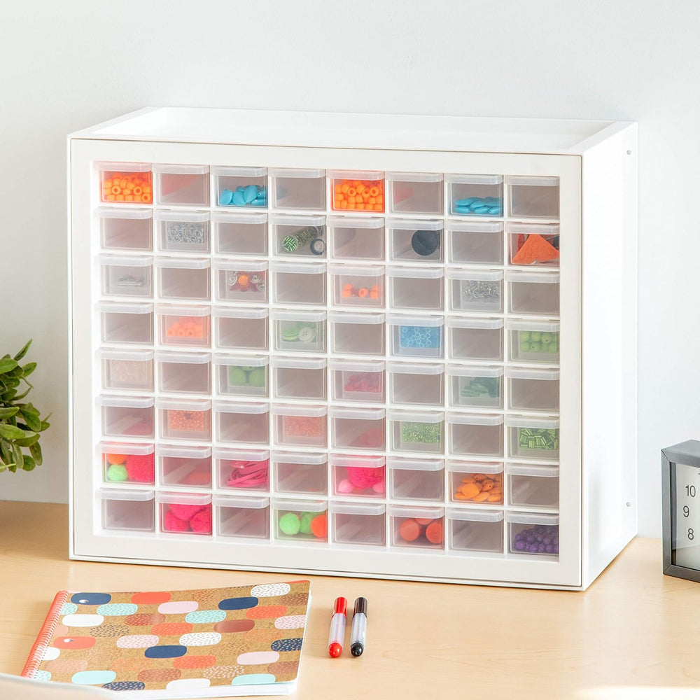 IRIS USA 64-Drawer Screw Organizer, Hardware Storage, Made in USA, White