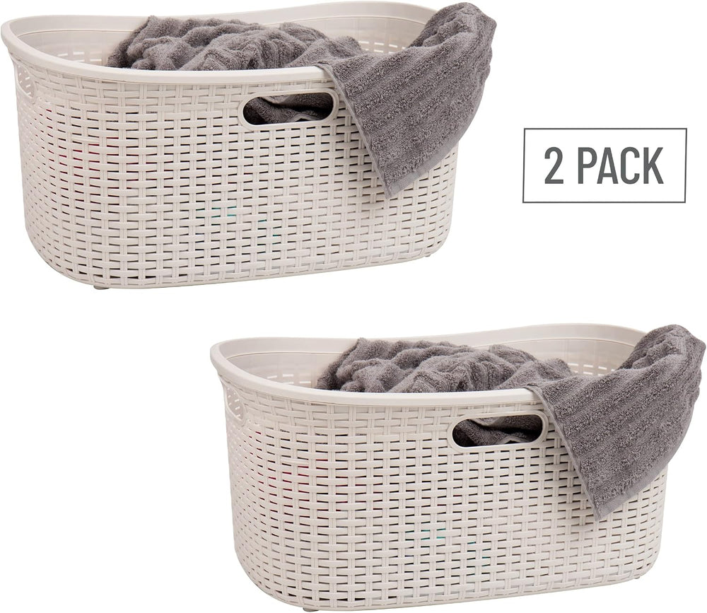Mind Reader 40L Laundry Basket, Clothes Hamper, Premium Wicker Design, Plasti...