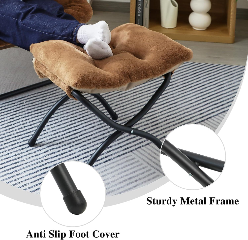 15"(H) Folding Ottoman, Foldable Footrest Stool, Portable Small Foot Sto...