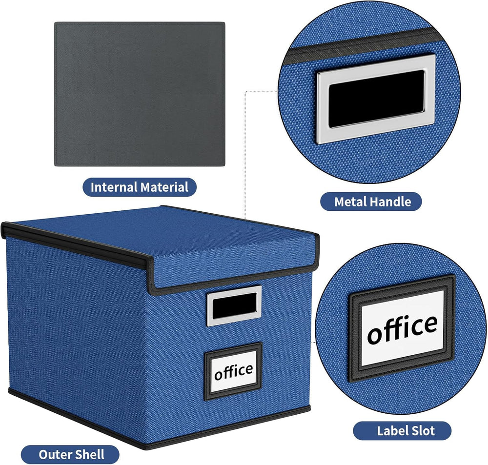 File Organizer Box with Lids, Collapsible File Folder Organizer