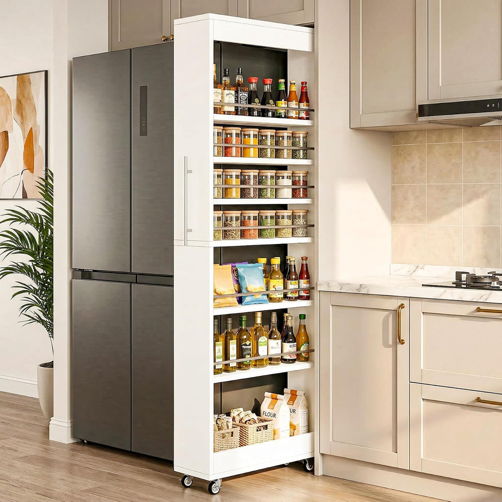 Tribesigns 73" Tall Slim Storage Cart on Rubber Wheels, 7-Tier Narrow Pa...