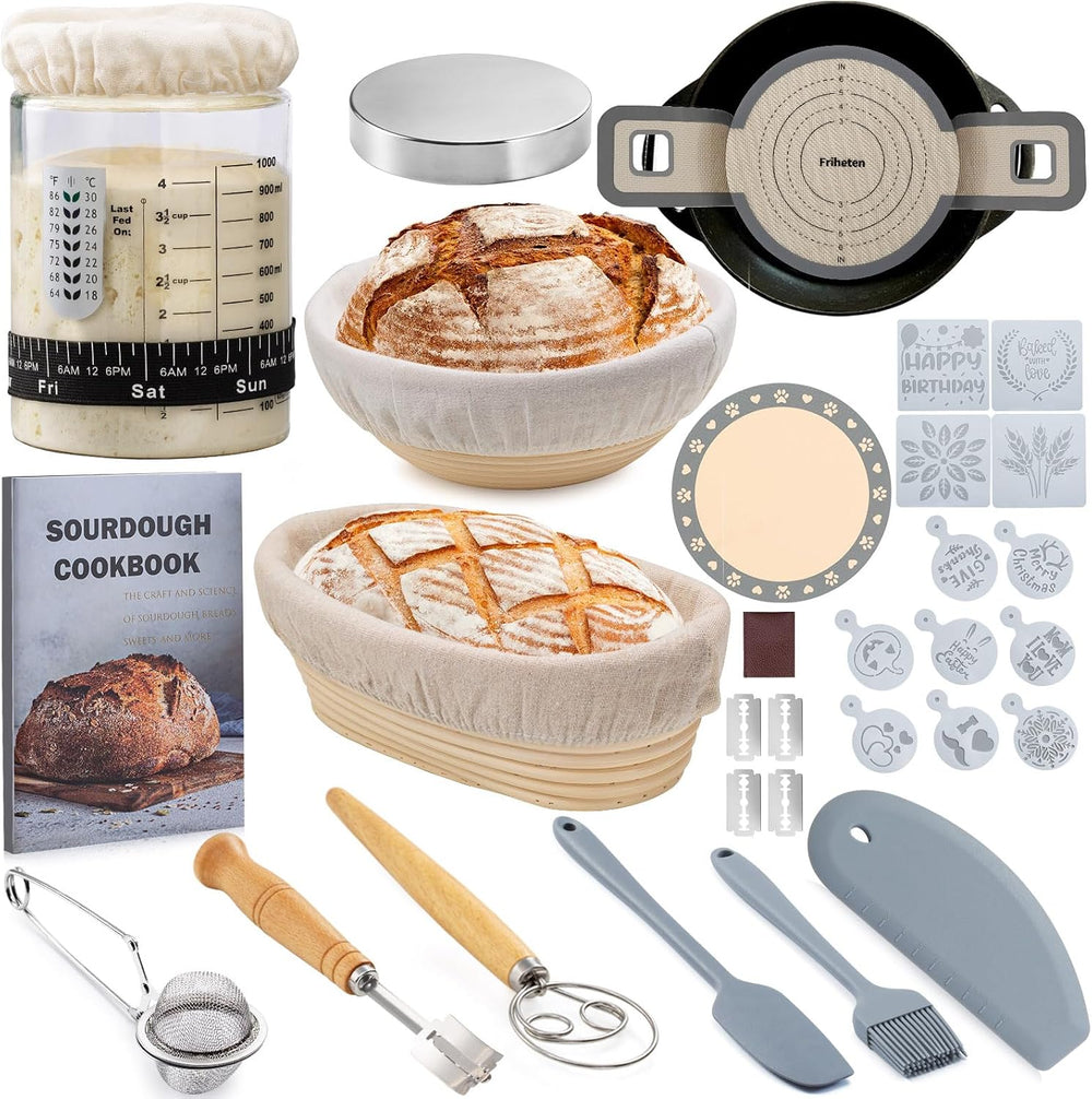 Friheten Sourdough Starter Kit,Sourdough Bread Baking Supplies,40oz Sourdough...