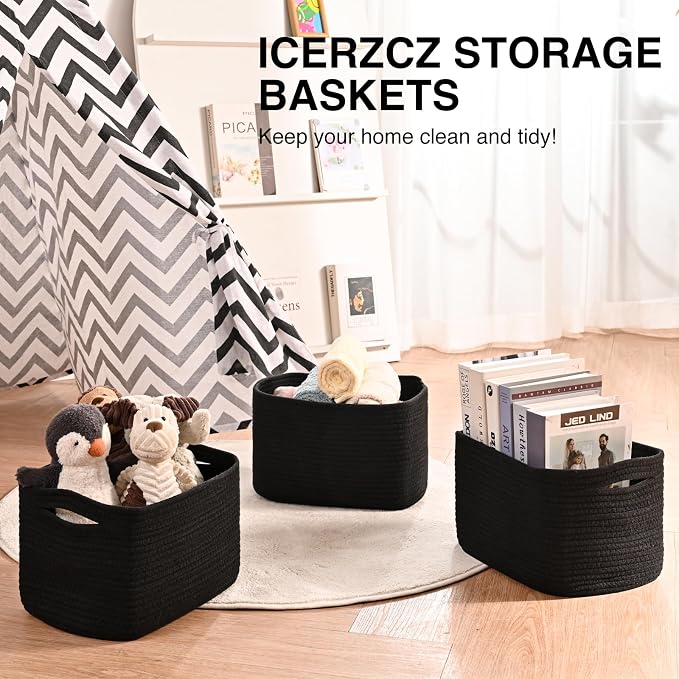 Black Storage Baskets for Shelves, Small Storage Baskets for Organizing