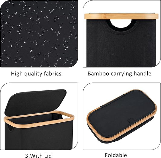 60L Slim Laundry Hamper, Laundry Basket - Image 2
