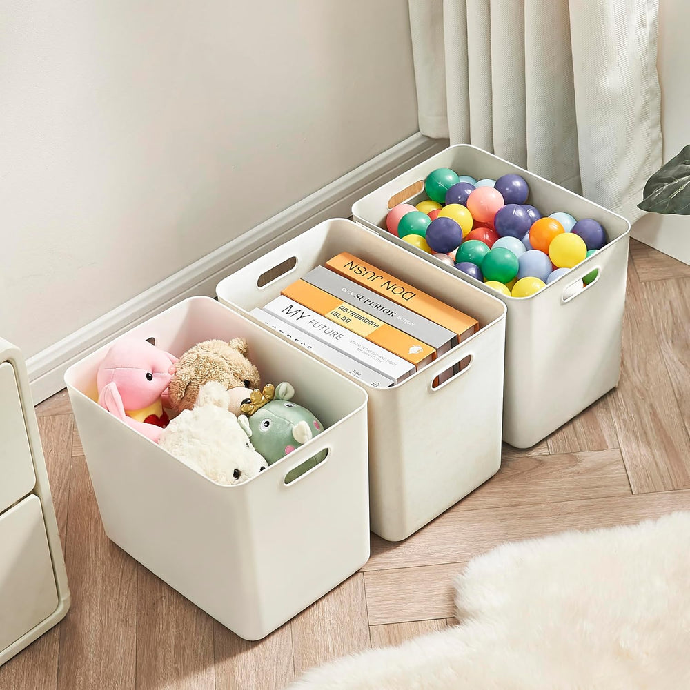 10 pack large plastic Laundry Basket/Hamper with lids and handle,White storag...