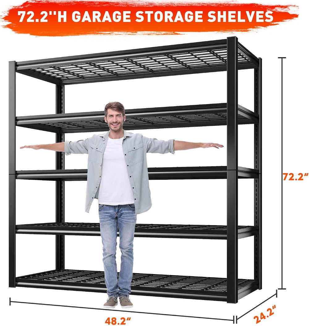 REIBII 48.2''W Garage Shelving Heavy Duty Metal Shelving 3000LBS Stor...