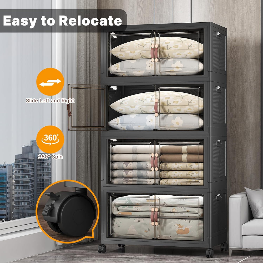 UAMFURI Stackable Storage Bins, 700QT Collapsible Drawers with 1 Lid