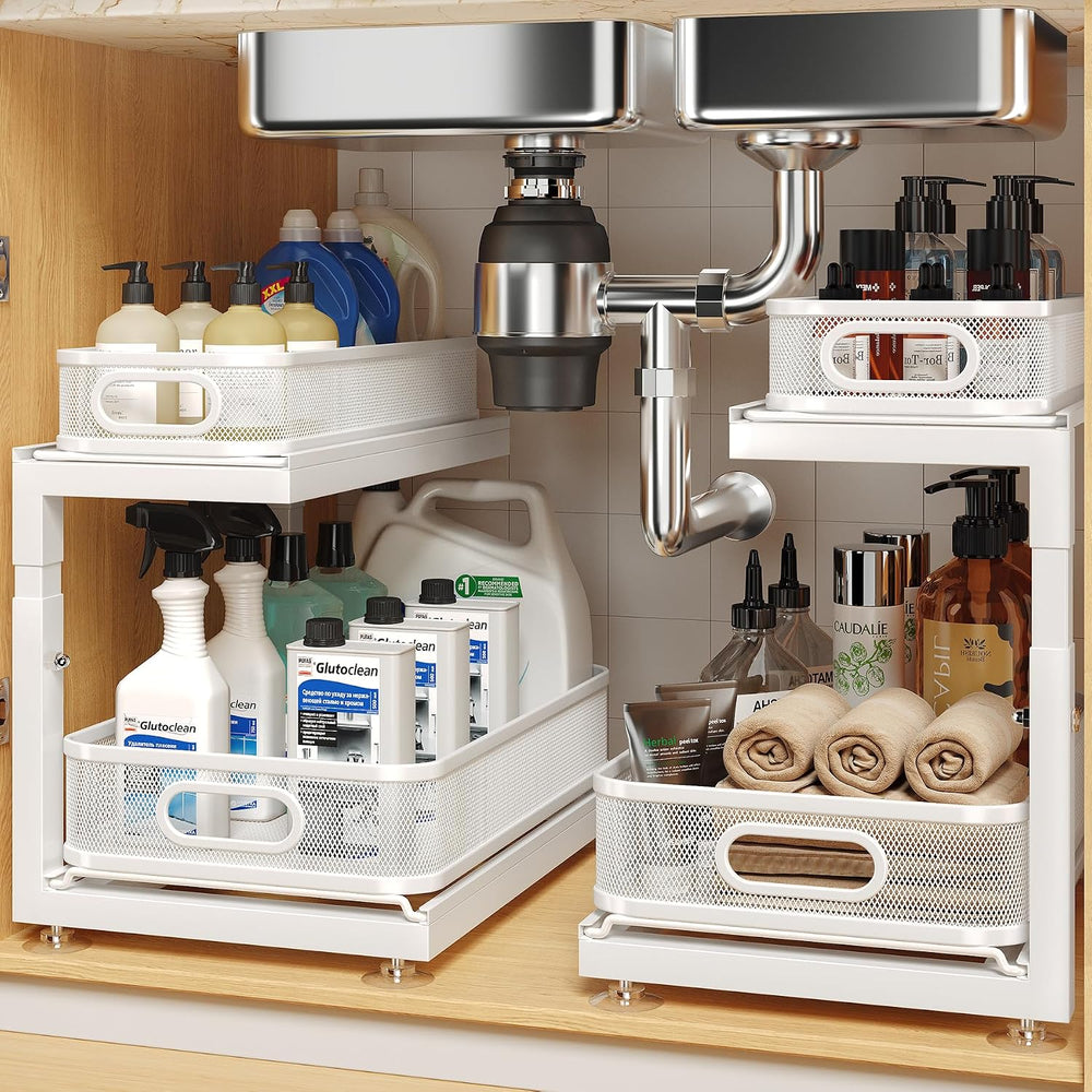 2-Pack Under Sink Storage Organizer with 2-Tier Slide Out Drawer, Sophisticat...