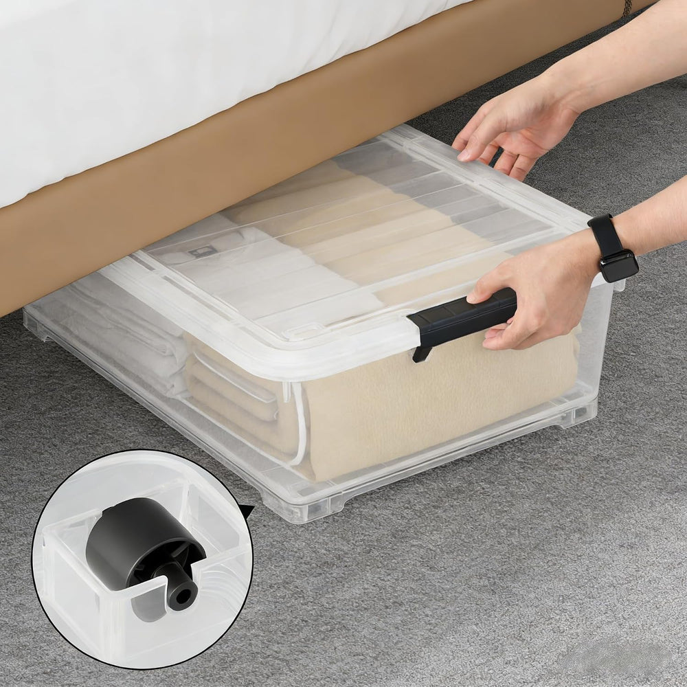 4-Pack Wheeled Underbed Storage Bin with Lid, 30L
