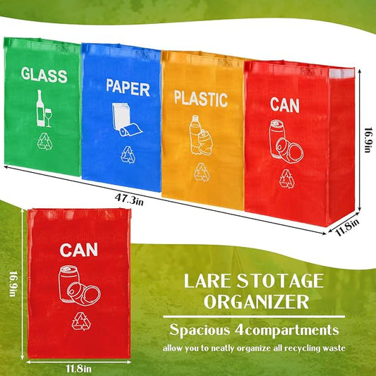 4 Pcs Recycling Bin Bags Separate Recycle Bin Waterproof Waste Baskets - Image 2