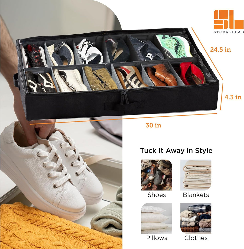 storageLAB Slim Under-Bed Storage Containers - Closet Organizers & Bins -...