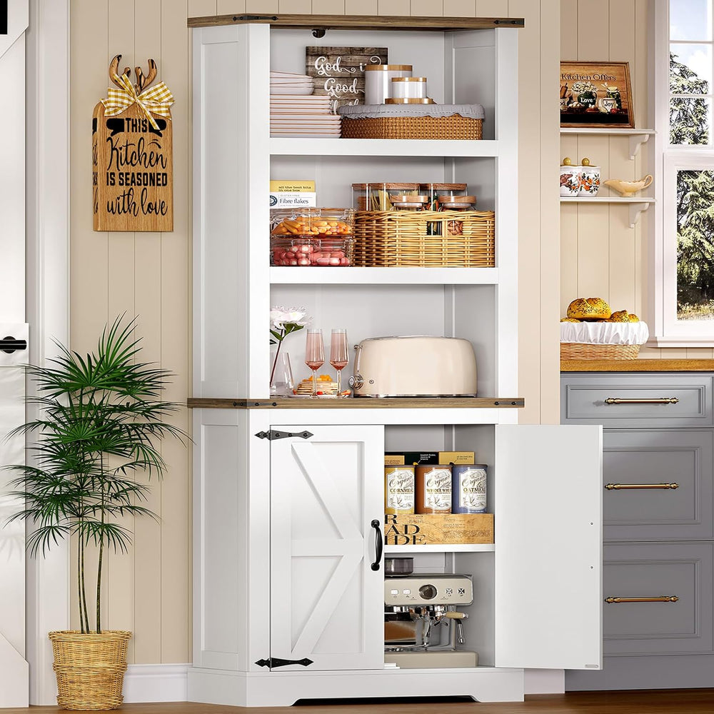 TEENFON 70.9in Tall Storage Cabinet with Adjustable Shelves, Kitchen Pantry C...