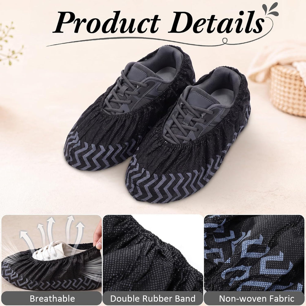 Didaey 600 Pcs Disposable Shoe Covers Non Slip 2 Dispenser Box Set, Black
