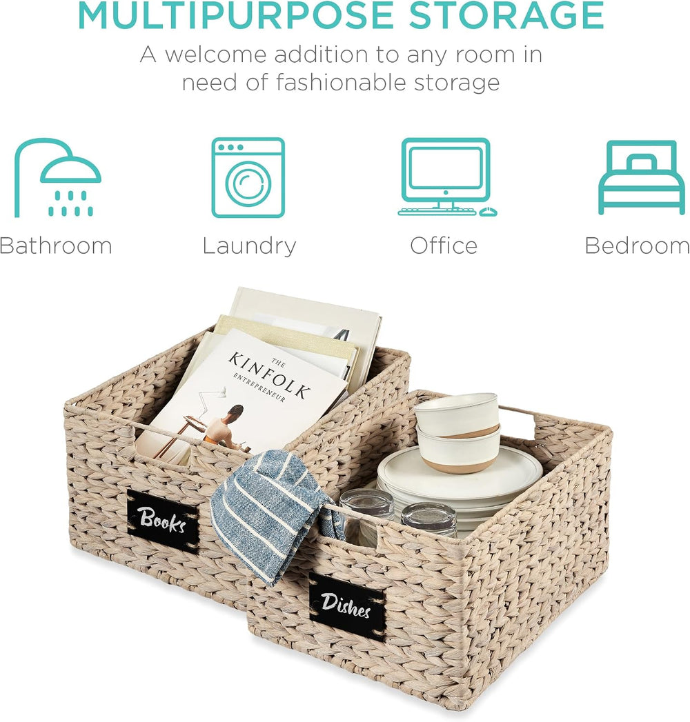 Best Choice Products Pantry Baskets Set of 2 16x12in Water Hyacinth Storage B...