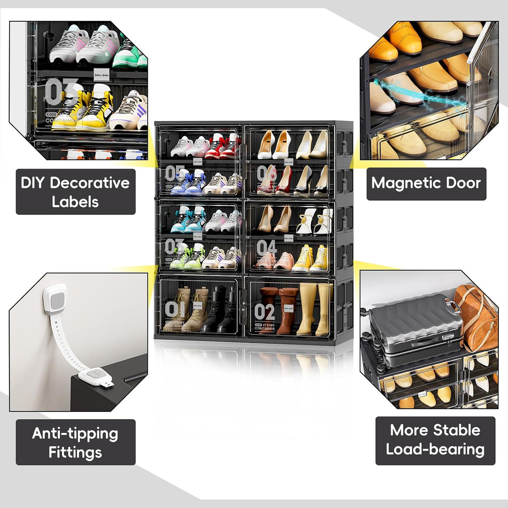 JEKO&JEKO 5 Tiers Foldable Boot Storage Shoe Rack Cabinet for Closet Entr...