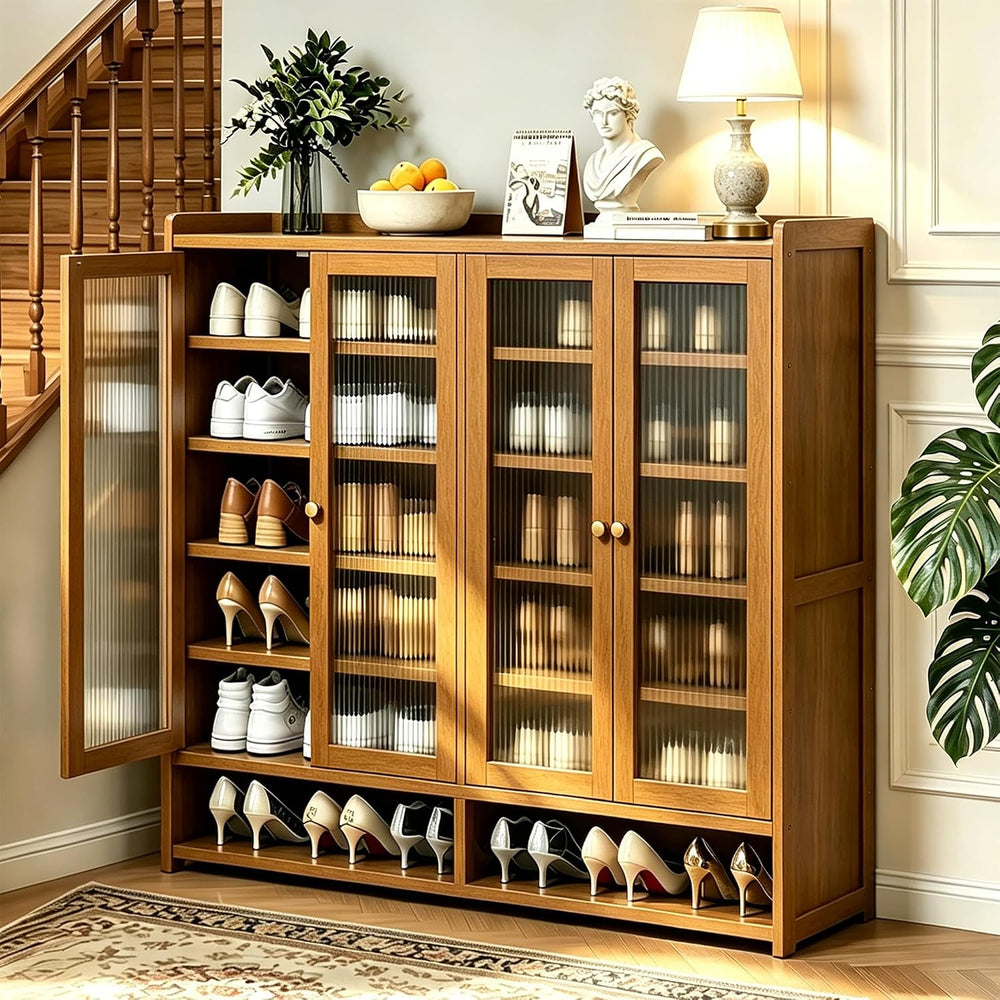 qeknxks7-Tier Bamboo Shoe Cabinet,Shoe Storage Cabinet with Doors, 25-30 Pair...