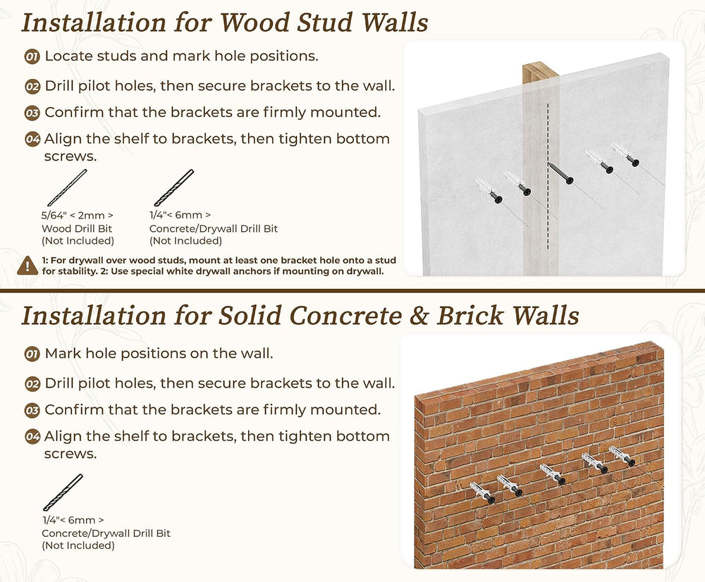 60 Inch Long Floating Shelves for Wall Set of 2, Solid Wood Walnut Floating S...