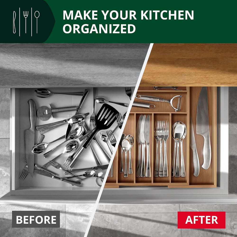 ROYAL CRAFT WOOD Luxury Bamboo Kitchen Drawer Organizer - Silverware Organize...